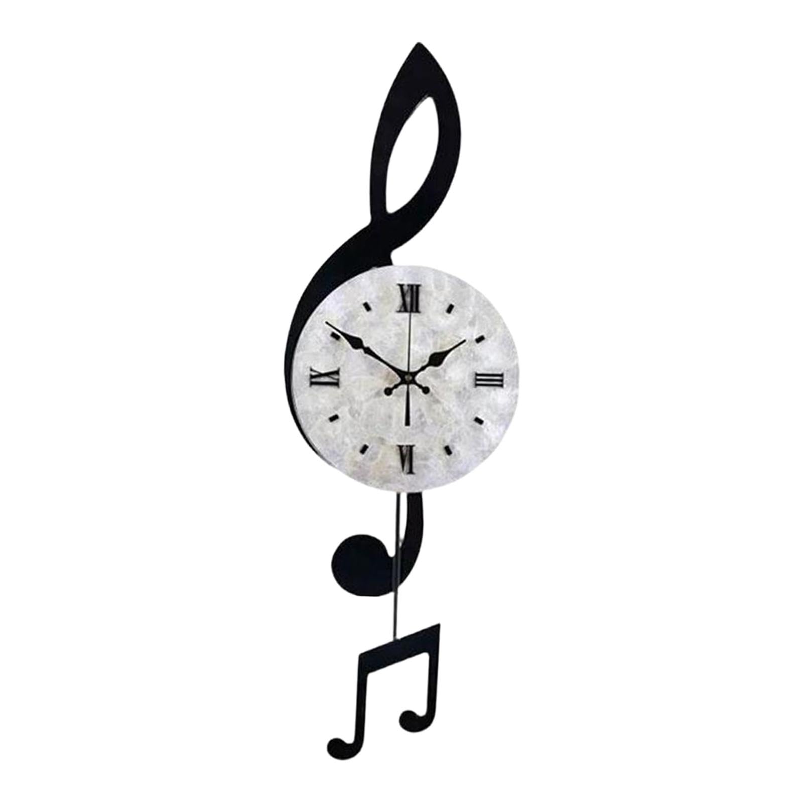 predolo Reloj de Pared con Notas Musicales, Decorativo, con Péndulo, para Colgar, Ideal para Fiestas Escolares, Cafeterías Y Salas de Estar, L