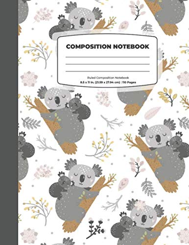 Composition Notebook: Koala Wide Ruled Book, Cute Notebook for Koala Lover and Perfect Koala Lover Gift For Girl - 110 Pages