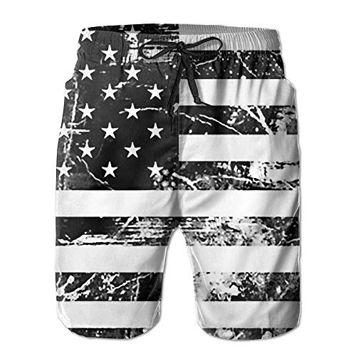 XIAOYI American Flag Men's Cargo Trunks Dry Hot Watershorts No Mesh Lining for Boys - L