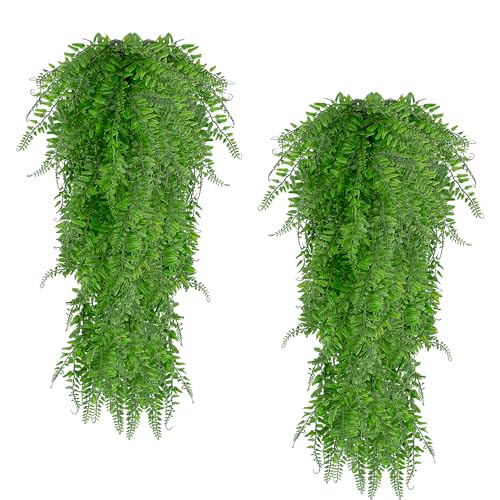 Rybtd 2 PCS Plantes Artificielles Suspendues Fougère Vigne 80CM Plante Artificielle Résistante aux UV Fausses Feuilles de Lierre Décoration pour Intérieur...