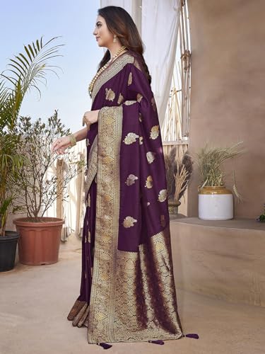 Image of Satrani Women's Jacquard Silk Blend Saree