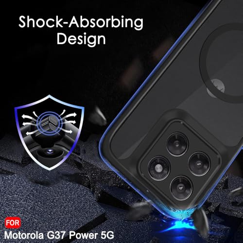 Image of TheGiftKart Hybrid Shockproof Back Cover Case for Motorola Moto G37 Power 5G Compatible with MagSafe | Camera Protection Module | Hard Cover Case (PC & TPU, Translucent Smoke Matte Back, Black Sides)