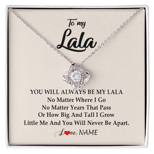Yametee Personalized Lala Necklace From Grandkids Granddaughter Grandson I've Loved You My Whole Life Floral Lala Birthday Mothers Day Christmas Customized Message Card