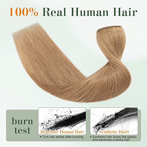 Image of Benehair One Piece Hair Extensions Clip in Human Hair Highlighted Strawberry Blonde Double Weft Straight Remy 8inch 5 Clips