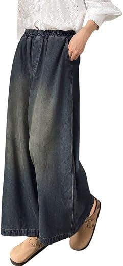 GRECIILOOKS Denim Palazzo for Womens | Jeans for Woman | Women's Relaxed Fit High Rise Baggy Jeans | Loose Fit Wide Leg Ov...