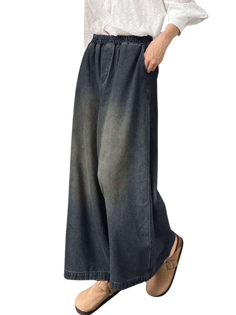 Denim Palazzo for Womens | Jeans for Woman | Women's Relaxed Fit High Rise Baggy Jeans | Loose Fit Wide Leg Oversized Denim Jeans-image-33