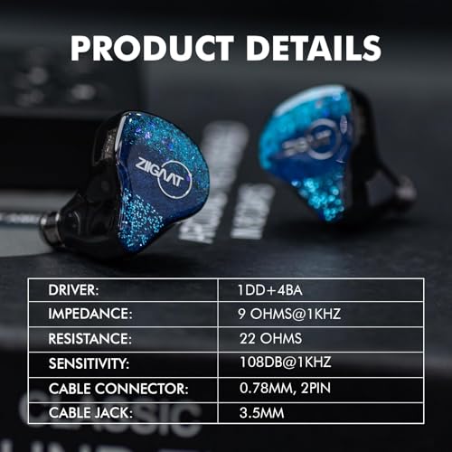Image of Linsoul ZiiGaat x Fresh Reviews Arete in Ear Monitor, 1DD+4BA Hybrid Earphone IEM, Wired Gaming Earbuds, Studio Monitor Tunning, with Detachable IEM Cable for Musician Audiophile (Blue)