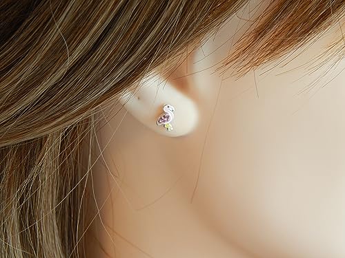 925 Sterling Silver Pink Flamingo Stud Earrings 31402 (Nickel Free)3