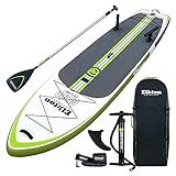 Elkton Outdoors 12 Foot Inflatable Angler Paddle Board Package Kit with Fishing Rod Holder, Accessory Mount, and Travel Storage Paddleboard Carry Pack (Green)