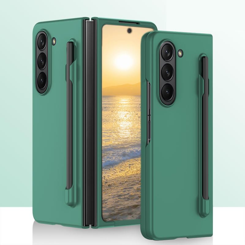 HOULEE for Samsung Galaxy Z Fold 5 Case with S Pen Skin Friendly Z Fold 5 Phone Case with Pen Holder Folding Shockproof Full Protective PC Wireless