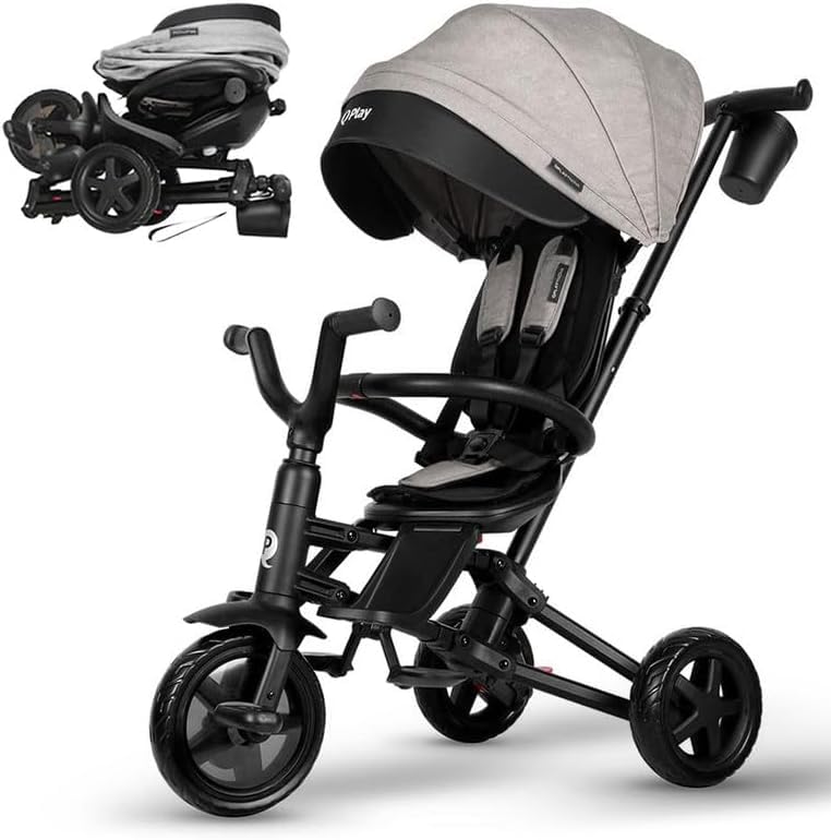 Q Play 6 In1 Kids Foldable Tricycle Toddler Stroller Trike Bike