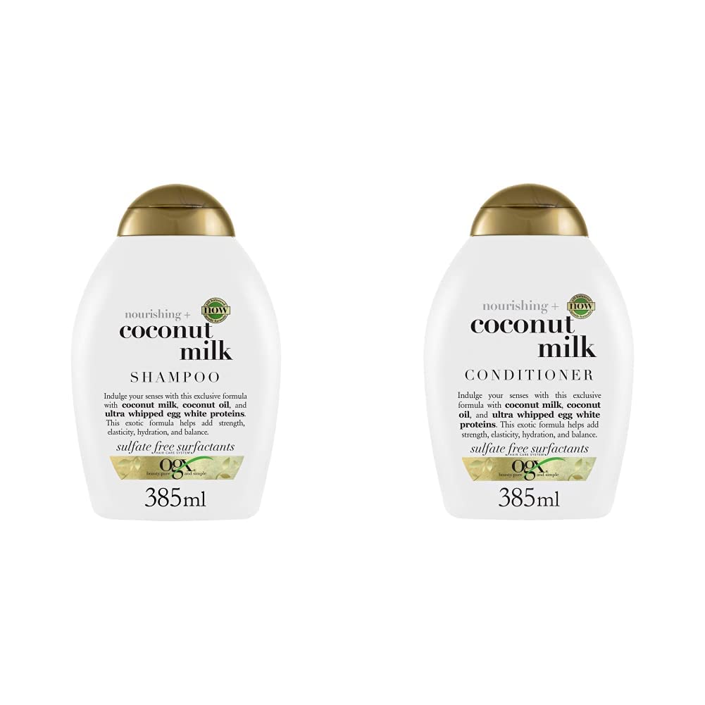 Coconut Milk Conditioner for Dry Damaged Hair, 385ml & Coconut Milk Shampoo, 385ml
