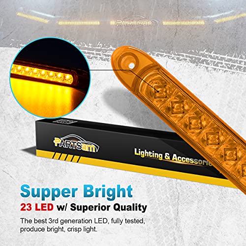Image of Partsam 2Pcs Amber Yellow 17 inch Inch 23 LED Trailer Turn Signal Parking Front Clearance Marker ID Identification Light Bars Waterproof 12V Sealed for Trailer Truck RV Camper Pickups