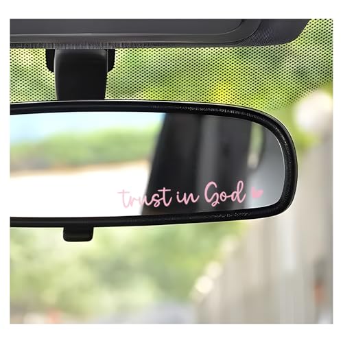 FSTURIOS 2PCS Trust in God Car Rearview Mirror Decal Auto Mirror Vinyl Decal Self Affirmation Reminder Sticker Trust in God Christian Decor for Window Bumper Laptop Water Bottle (Pink)