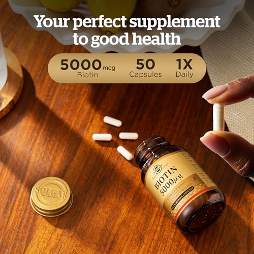Solgar Biotin 5000 mcg Vegetable Capsules - High Strength Formula - Supports Hair Growth, Glowing Skin, Energy & Vitality - Health Supplement - Sugar Free - Suitable for Vegans - Pack of 50 - Image 3