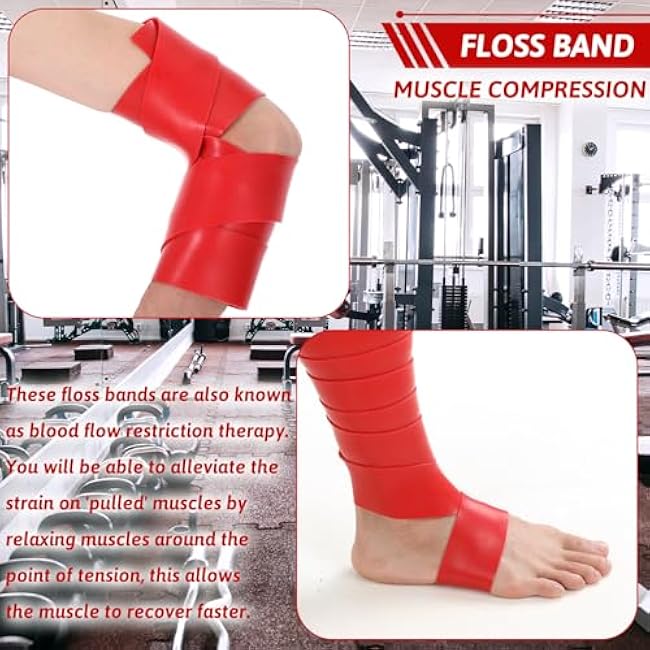 2 Pcs Muscle Floss Bands, Compression Bands with Storage Bag, Mobility and Recovery Bands for Improving Movement, Increasing Circulation & Reducing Soreness (Red & Black)