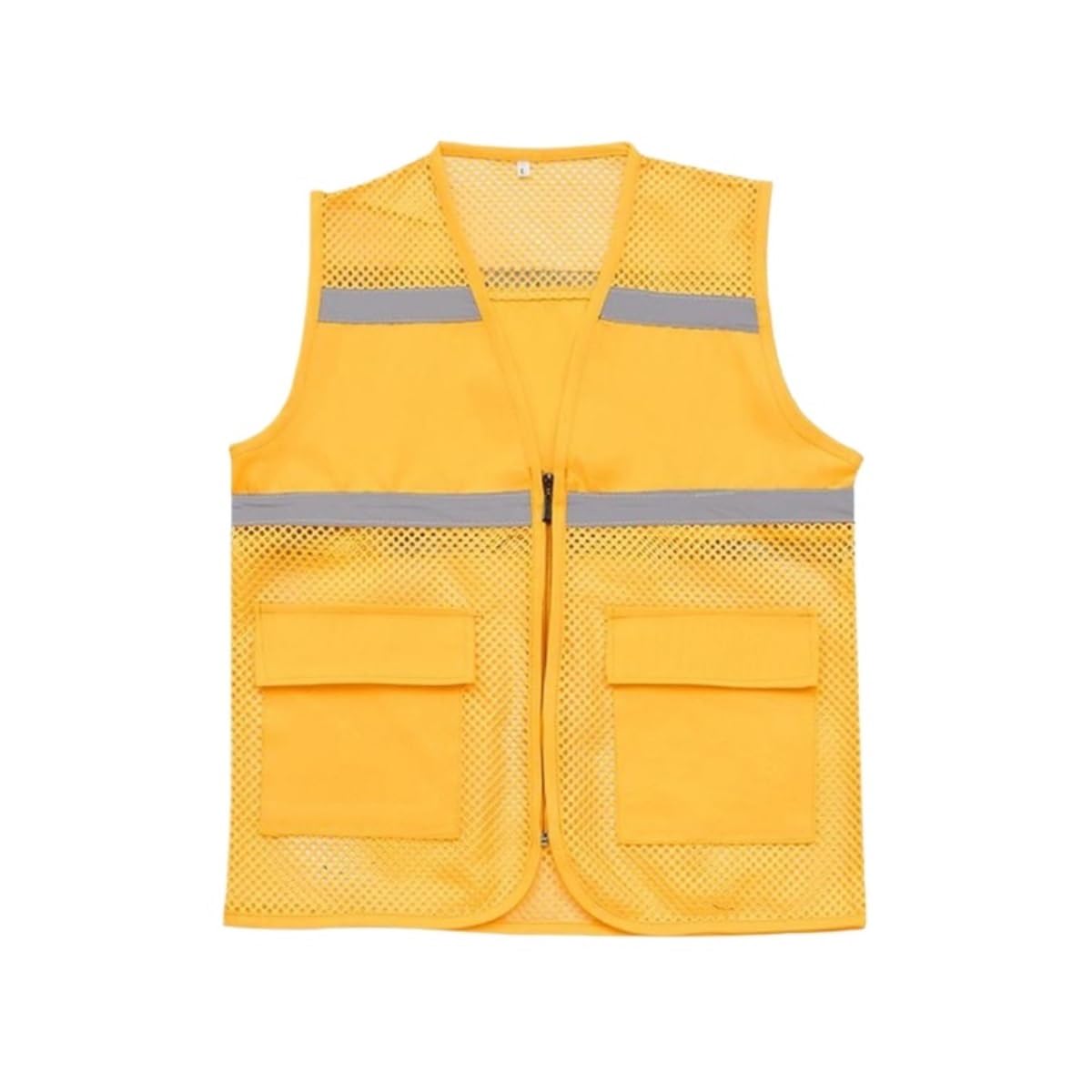 Kamizelka Wysoka Widoczność Kamizelka Odblaskowa Siateczkowa Kamizelka Zapinana Na Zamek, Jednolita Kamizelka Odblaskowa Do Biegania Z Kieszeniami Kamizelka Ostrzegawcza(Yellow,3XL)