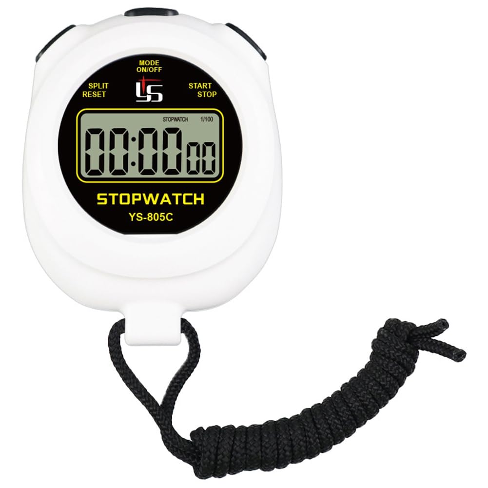 Hndhbfgrt Digital Stopwatch Timer Professional Handheld LCD Sports Training Kitchen Timer Chronograph White