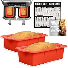 Air Fryer Silicone Loaf Pans for Ninja Foodi Dual Basket DZ201 8qt Baking Set, Non-Stick Bread Cake Pan, Fits 2-Basket Airfryer, Ninja Foodi, Cosori, Chefman, PowerXL, Dash, BPA Free