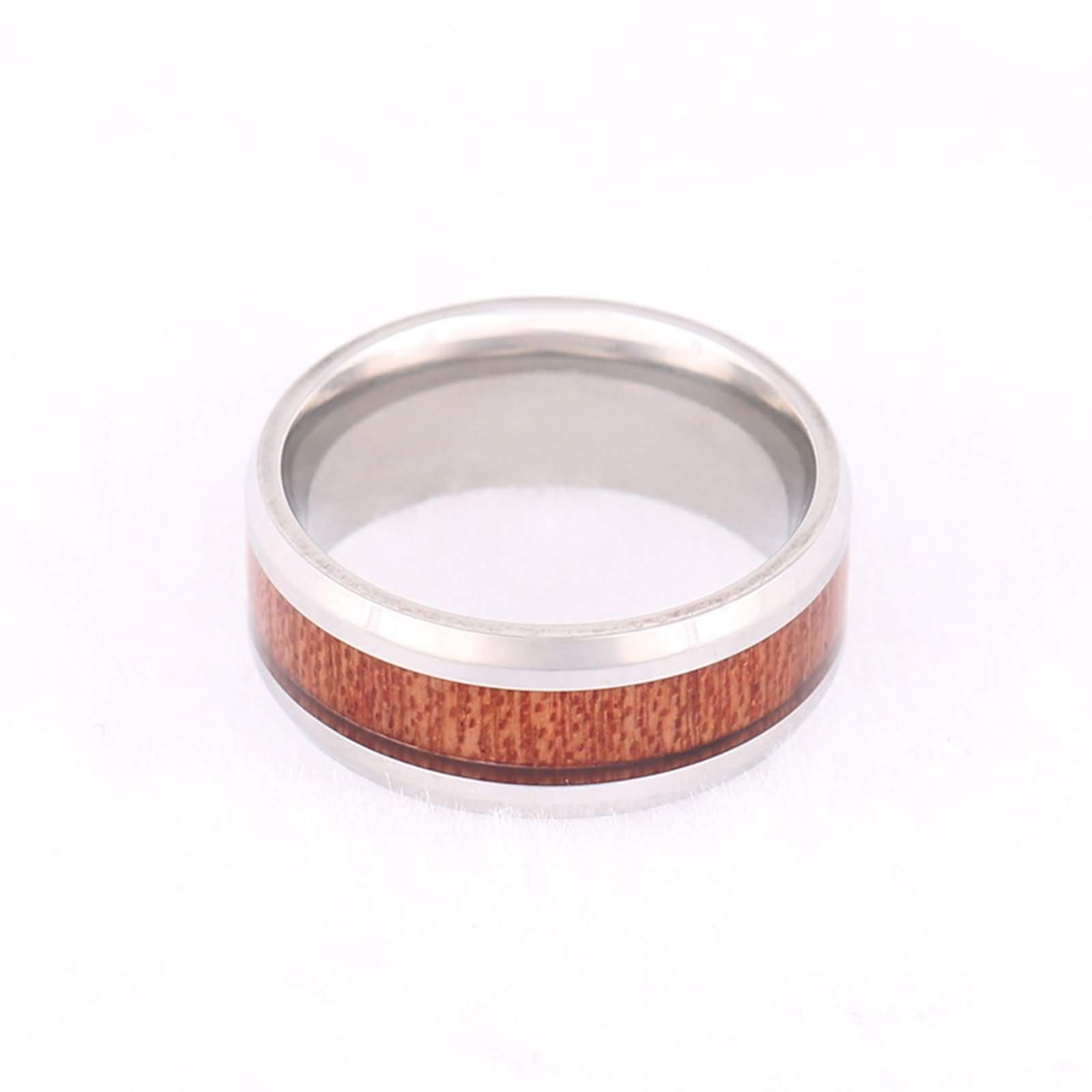 Anello Carburo di Tungsteno Uomo Anello da Unisex con Intarsio di Legno Anelli Fidanzamento Incisione 8MM Anello Nuziale Argento Marrone Misura 12-31