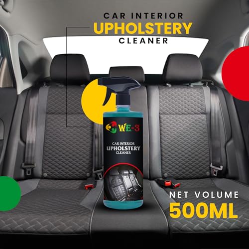 Image of WE-3 Car Interior Upholstery Cleaner - Restore Shine, Multi-Surface Stain Remover for Fabric, Vinyl, fiber, Rubber, Dashboard, Carpet, Roof, and Leather Surfaces (500ML)