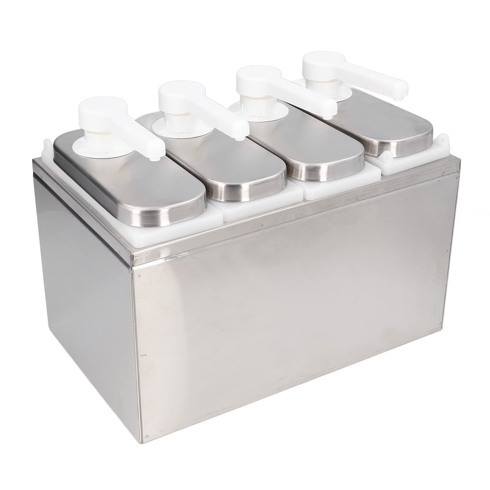 Bomba Dispensadora de Salsa, Dispensador Cuantitativo para Mayonesa Ketchup Salsas con Cabezal Giratorio 35ml 1L Capacidad Base Antideslizante Acero Inoxidable para Cocina (4 bombas)