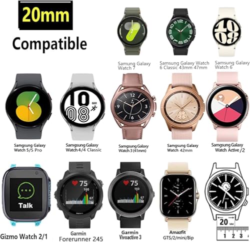 Image of 20mm Nylon Band for Samsung Galaxy Watch 7 /6 /5 /4 /FE 40mm 44mm /Classic 47mm | Galaxy Watch 4 classic Bands 47mm 43mm 46mm 42mm /5 pro 45mm /active 2,Fabric Wristband Sport Loop Correa Strap for Women Men