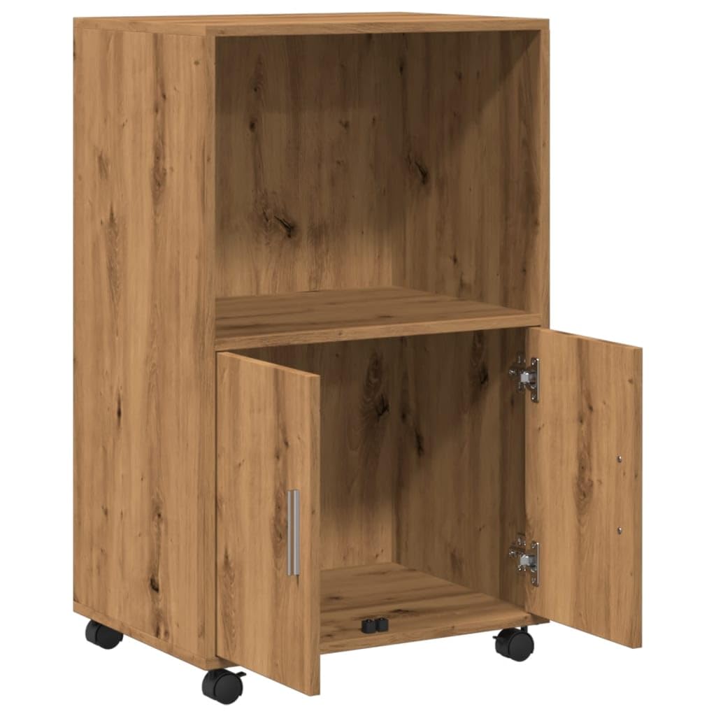 vidaXL Armoire à roulettes chêne Artisanal 55x40x91 cm Bois ingénierie, classeur, Armoire de classement pour Maison, classeur pour Bureau à Domicile