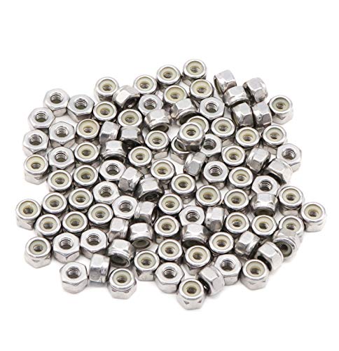 Image of 8-32 Nylock Nuts, #8 Stainless Steel Nylon Inserted Self Locking Nuts, Pack of 100