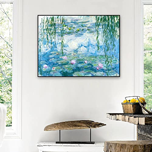 Zzpt Claude Monet Canvas Wall Art - Water Lilies Painting - Famous Art Prints - Claude Monet Poster - Flower Pictures Wall Decor For Bedroom Living Room Bathroom Unframed（12X16In/30X40Cm） #TOP4