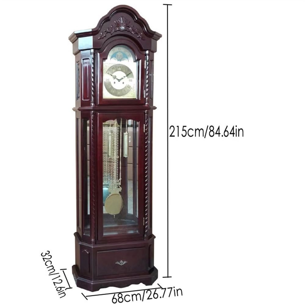 Reloj Vintage Reloj de pie Madera Retro Cuarzo, clásico, Hecho a Mano, Estilo Chino, Maciza, for Sala Estar, Reloj Grande Art Déco