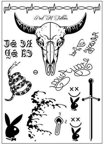 morlipt Post Malone Inspired Face Temporary Tattoos Sheet for Masque Costume Accessories and Parties