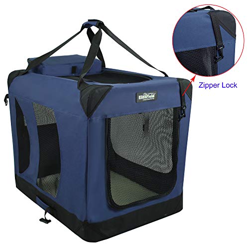 EliteField 3-Door Folding Soft Dog Crate with Carrying Bag and Fleece Bed (2 Year Warranty), Indoor & Outdoor Pet Home (36" L x 24" W x 28" H, Navy Blue) - Thumbnail 5