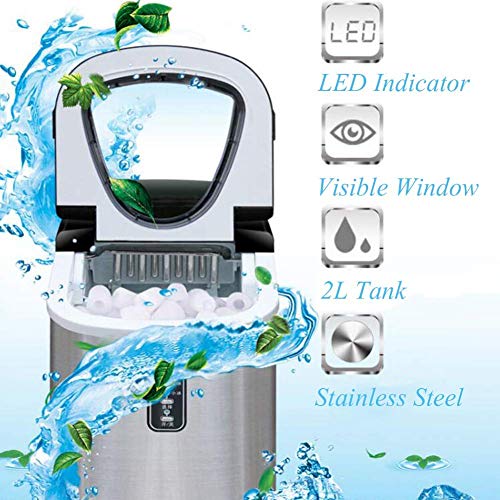 MHGD Eismaschine für Ihr Zuhause, elektrische Mini-Eiswürfelmaschine, Eiswürfelmaschine 2 l Tank 2 Würfelgrößen LED… – Bild 3