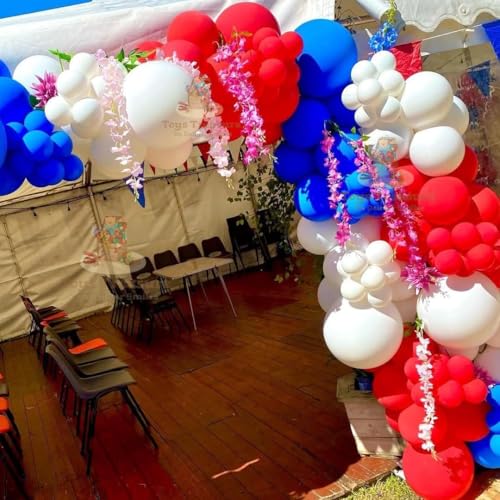 Image of Toys Treasure 104Pcs Birthday Decoration Kit - Blue Red White Balloons Happy Birthday Banner Party Supplies Set