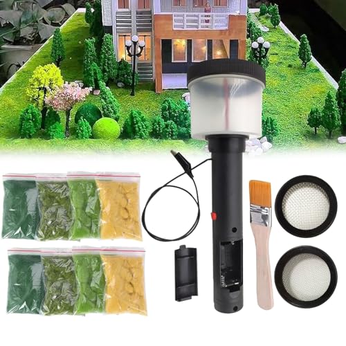 Applicateur d'herbe statique avec 8 sachets de flocage et 2 filets en ABS antidérapant pour maquette