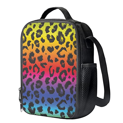 HELLHERO Rainbow Leopard Print Lunch Bag Girls Boys Lunch Boxes for School Work Lunchbag Insulated Lunchbox Multi-Functional Tote Meal Organzier - Image 2