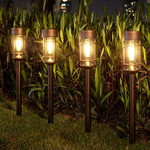 DOESLAG Upgraded Solar Pathway Lights, Bright Solar Lights Outdoor Waterproof, Glass Solar Powered Landscape Lights Garden Lights for Path Yard, Auto On/Off, Brushed Copper, 6 Pack DOESLAG Upgraded Solar Pathway Lights, Bright Solar Lights Outdoor Waterproof, Glass Solar Powered Landscape Lights Garden Lights for Path Yard, Auto On/Off, Brushed Copper, 6 Pack