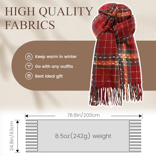 Womens Winter Scarf, Cashmere Feel Plaid Scarfs for Women, Soft Pashmina Shawls and Wraps, Long Blanket Scarf3
