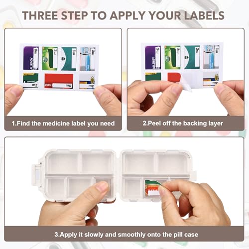 Image of Large Medicine Pill Organizer with 189 Labels, Travel Medicine Kit Travel Pill Case Purse Organizer Pill Organizer for Purse (Beige, 1 Pack)