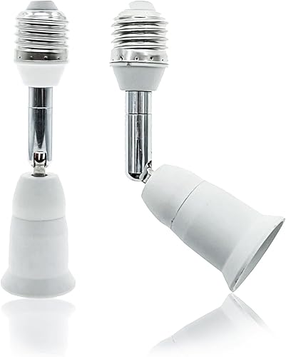 Paquete de 2, extensor de enchufe E26E27, 4.5 pulgadas, vertical 90 horizontal 360 ajustable, 100V - 250V, máximo 150W, base de tornillo mediano