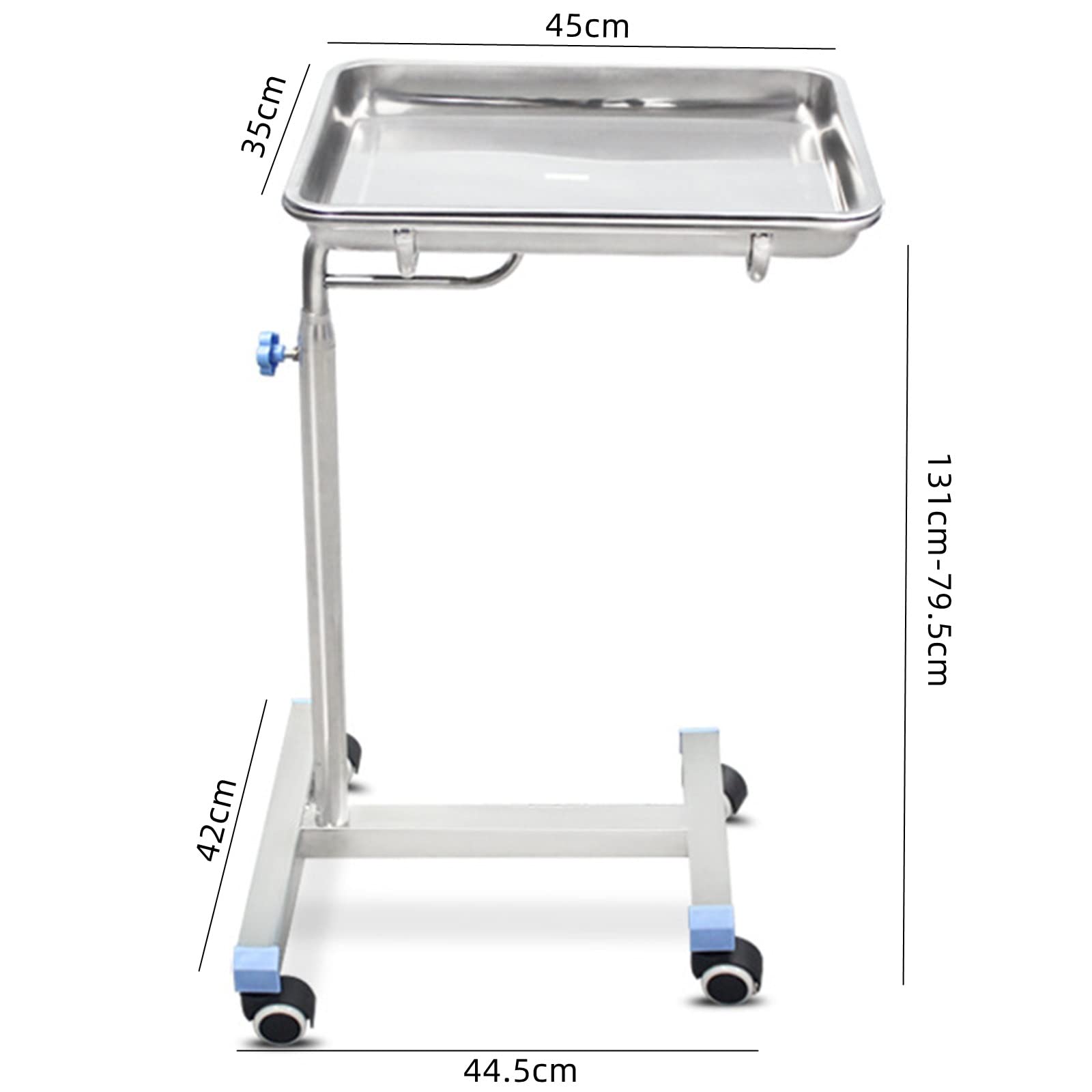 Carrello da servizio, in acciaio inox, portatile, carrello da laboratorio, carrello medico, con ruote universali