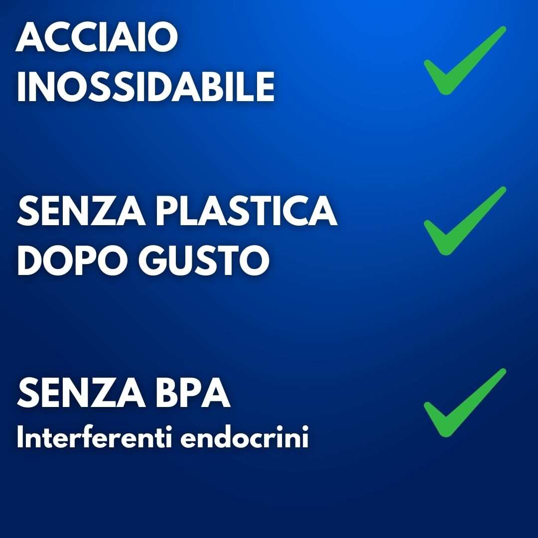 DIX SHAKER proteine 750 ml ✗ In acciaio inossidabile con scomparto da 60 grammi per polveri ✗ Bottiglia sportiva ✗ Senza BPA - (NOIR)