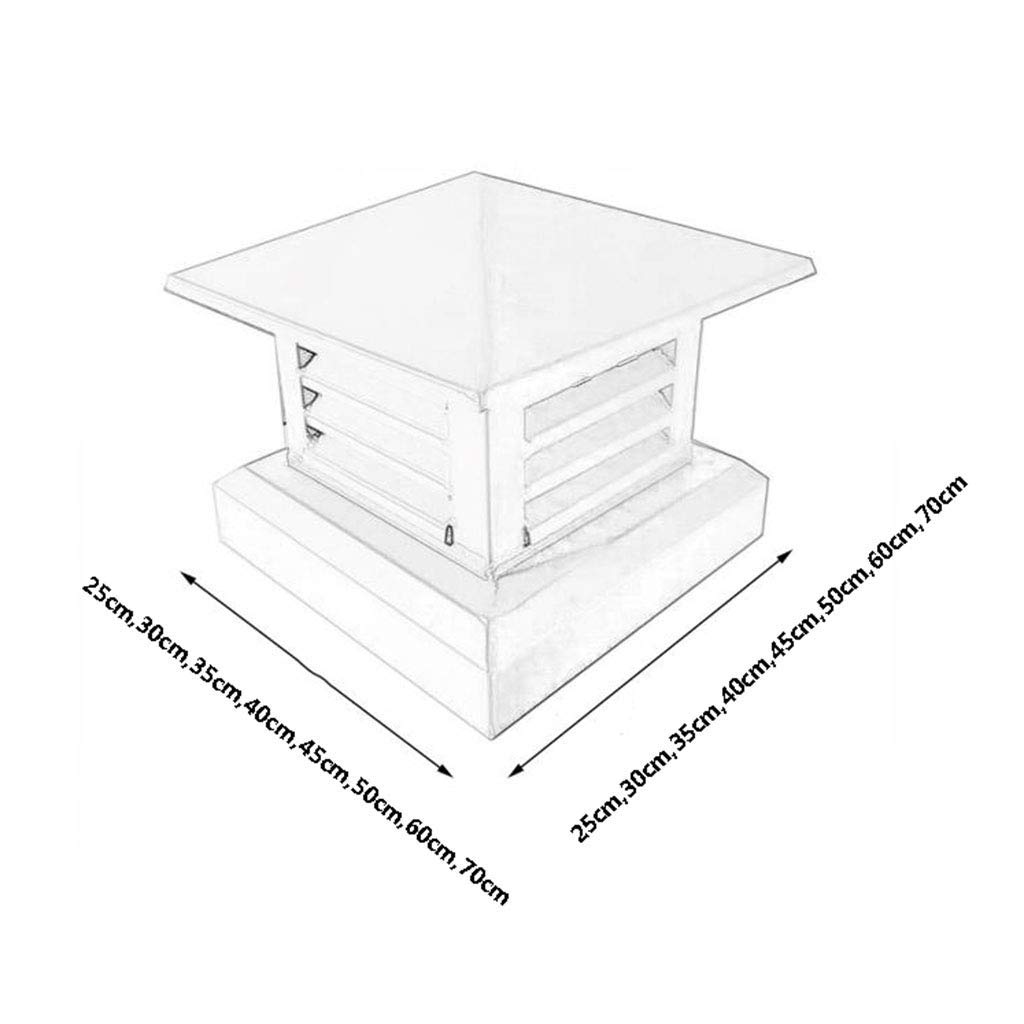 Villa Tapa para Chimenea, Tapa de ventilación, Tubo de aleación de Aluminio, Tapa Protectora para Lluvia, Tapa Protectora, Tapa para Techo, Tapa de ventilación, Capota para Lluvia, A, 60x60c