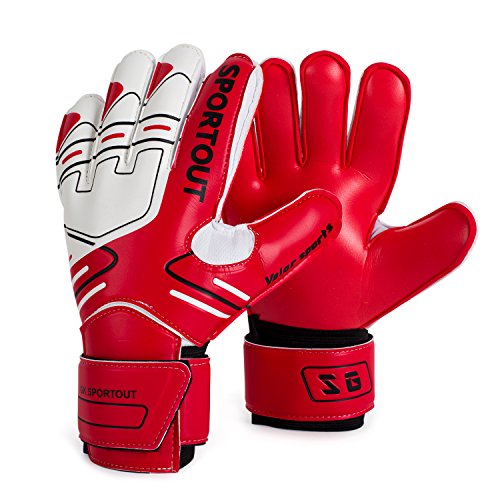 SPORTOUT Youth Adult Goalie Goalkeeper Gloves,Strong Grip for The Toughest Saves With Finger Spines to Give Protection to Prevent Injuries (Red - Image 2