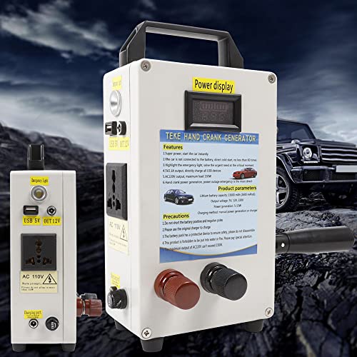 Generador manual de manivela, CA 110 V / CC 12 V, portátil, con cargador USB, para emergencias al aire libre, viaje y campamento, para cargar teléfonos móviles y computadoras miniatura 4