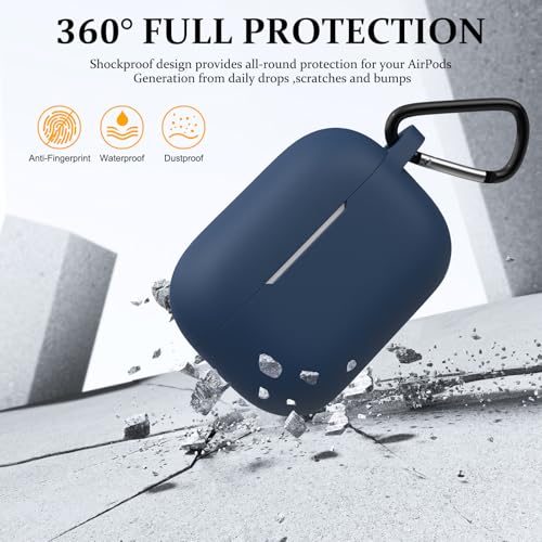 Image of Meliya for AirPods Pro 2 /1 Gen (2023 /2022 /2019) Case Cover with Cleaning Kit and Keychain, Soft Silicone Case Compatible with Airpods Pro 2 (USB-C /Lightning Cable) - Midnight