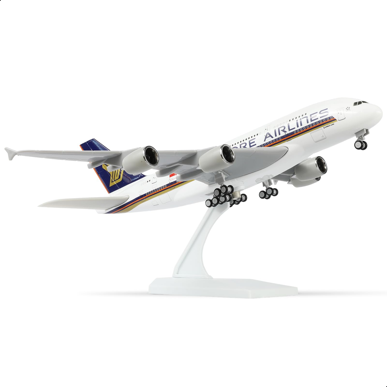 QIYUMOKE 1/240 Singapour A380 Modèle d'avion moulé sous pression A380 (30 cm) avec support d'exposition, peut être utilisé comme cadeau d'avion ou collection — image 1
