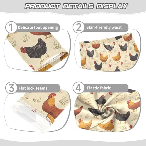 Girls Leggings Soft Toddler Ankle Length Bottoms Rooster Kids Dance Yoga Pants 4-10 Years3