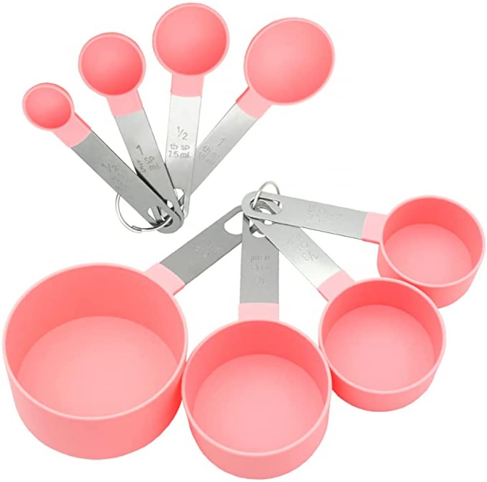 YXSH Juego De Tazas Y Cucharas Medidoras De Plástico De 8 Piezas con Mango De Acero Inoxidable para Medir En Seco Y Líquidos - Aparatos De Cocina para Cocinar Y Hornear
